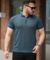 Erkek Fermuarlı Yaka Kısa Kollu Tişört