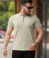Erkek Fermuarlı Yaka Kısa Kollu Tişört