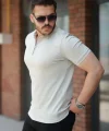 Erkek Fermuarlı Yaka Kısa Kollu Tişört