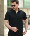 Erkek Fermuarlı Yakalı Kısa Kollu Tshirt