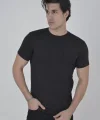 Erkek File Cepli Slim fit T-shirt - Siyah