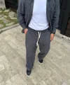 Erkek Fitilli Kadife Cepli Buggy Pantolon Oversize Rahat Kalıp - Füme