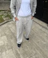 Erkek Fitilli Kadife Cepli Buggy Pantolon Oversize Rahat Kalıp - Gri