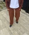 Erkek Fitilli Kadife Cepli Buggy Pantolon Oversize Rahat Kalıp - Kahverengi