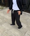 Erkek Fitilli Kadife Cepli Buggy Pantolon Oversize Rahat Kalıp - Siyah