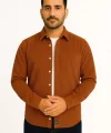 Erkek Fitilli Kadife Cepli Gömlek Oversize Rahat Kalıp - Kahverengi