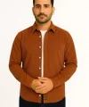 Erkek Fitilli Kadife Cepli Gömlek Oversize Rahat Kalıp - Kahverengi
