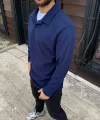 Erkek Fitilli Polar Sweatshirt – Düğmesiz Polo Yaka, Oversize Rahat Kalıp, Kalın Polar Kumaş, Kışlık Ve Baharlık Şık Günlük Üst - Lacivert