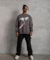Erkek Güvercin Baskılı Sweatshirt - Gri