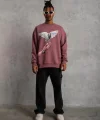 Erkek Güvercin Baskılı Sweatshirt - Gül Kurusu