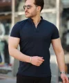 Erkek Hakim Yaka Dokuma Pamuklu Kumaş Kısa Kollu T-shirt