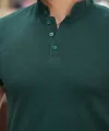 Erkek Hakim Yaka Dokuma Pamuklu Kumaş Kısa Kollu T-shirt