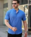 Erkek Hakim Yaka Kısa Kollu Gömlek