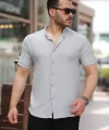 Erkek Hakim Yaka Kısa Kollu Gömlek