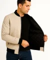 Erkek Bomber Mont Ceket – Fermuarlı, Kapitone İçi Astarlı, Su İtici Kumaş, Regular Fit, Uzun Kollu, Yandan Cepli, Bahar & Kış Rahat Günlük Stil - Bej