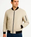 Erkek Bomber Mont Ceket – Fermuarlı, Kapitone İçi Astarlı, Su İtici Kumaş, Regular Fit, Uzun Kollu, Yandan Cepli, Bahar & Kış Rahat Günlük Stil - Bej