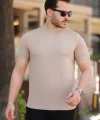 Erkek Ince çizgi Dokulu Kısa Kollu T-shirt