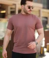 Erkek Ince çizgi Dokulu Kısa Kollu T-shirt