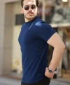 Erkek Ince çizgi Dokulu Kısa Kollu Tişört