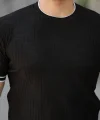 Erkek Jakarlı Ribanalı Kısa Kollu T-shirt
