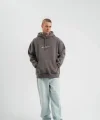 Erkek Kapşonlu Double Oversize Dijital Patchli SweatShirt - Füme