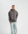 Erkek Kapşonlu Double Oversize Dijital Patchli SweatShirt - Füme