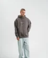 Erkek Kapşonlu Double Oversize Dijital Patchli SweatShirt - Füme