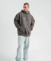 Erkek Kapşonlu Double Oversize Dijital Patchli SweatShirt - Füme