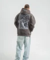 Erkek Kapşonlu Double Oversize Dijital Patchli SweatShirt - Füme