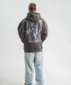 Erkek Kapşonlu Double Oversize Dijital Patchli SweatShirt - Füme