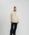 Erkek Kapşonlu Double Oversize Dijital Patchli SweatShirt - Krem