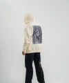 Erkek Kapşonlu Double Oversize Dijital Patchli SweatShirt - Krem