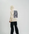 Erkek Kapşonlu Double Oversize Dijital Patchli SweatShirt - Krem