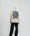Erkek Kapşonlu Double Oversize Dijital Patchli SweatShirt - Krem