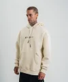Erkek Kapşonlu Double Oversize Dijital Patchli SweatShirt - Krem