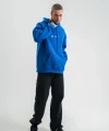Erkek Kapşonlu Double Oversize Dijital Patchli SweatShirt - Mavi