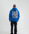 Erkek Kapşonlu Double Oversize Dijital Patchli SweatShirt - Mavi