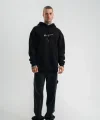 Erkek Kapşonlu Double Oversize Dijital Patchli SweatShirt - Siyah