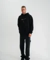 Erkek Kapşonlu Double Oversize Dijital Patchli SweatShirt - Siyah