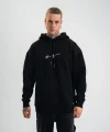 Erkek Kapşonlu Double Oversize Dijital Patchli SweatShirt - Siyah