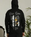 Erkek Kapşonlu Sweatshirt – Oversize Üç İplik Şardonlu Hoodie, “Other Lives” Ön & Arka Baskılı, Kanguru Cepli, Kışlık Rahat Günlük Stil - Siyah