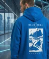 Erkek Kapüşonlu Double Oversize Hoodie – Üç İplik Pamuklu, Deniz ve Yelken Baskılı, Kanguru Cepli Premium Sweatshirt - Saks Mavi