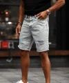 Erkek Kar Yıkama Yırtık Detaylı Şort
