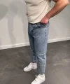 Erkek Kar Yıkamalı Buz Mavi Mom Jean