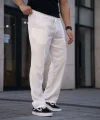 Erkek Keten Cepli Çıma Dikişli jogger Buggy Pantalon Rahat kalıp - Beyaz