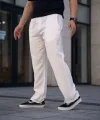 Erkek Keten Cepli Çıma Dikişli jogger Buggy Pantalon Rahat kalıp - Beyaz