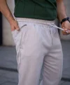 Erkek Keten Cepli Çıma Dikişli Jogger Buggy Pantalon Rahat Kalıp - Gri