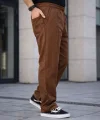 Erkek Keten Cepli Çıma Dikişli jogger Buggy Pantalon Rahat kalıp - Kahverengi