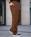 Erkek Keten Cepli Çıma Dikişli Jogger Buggy Pantalon Rahat Kalıp - Kahverengi