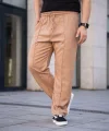 Erkek Keten Cepli Çıma Dikişli Jogger Buggy Pantalon Rahat Kalıp - Kahverengi